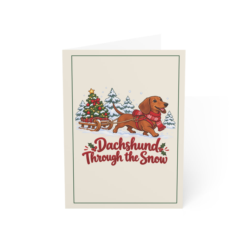 Dachshund Through the Snow Christmas Folded Cards, Pack of 10