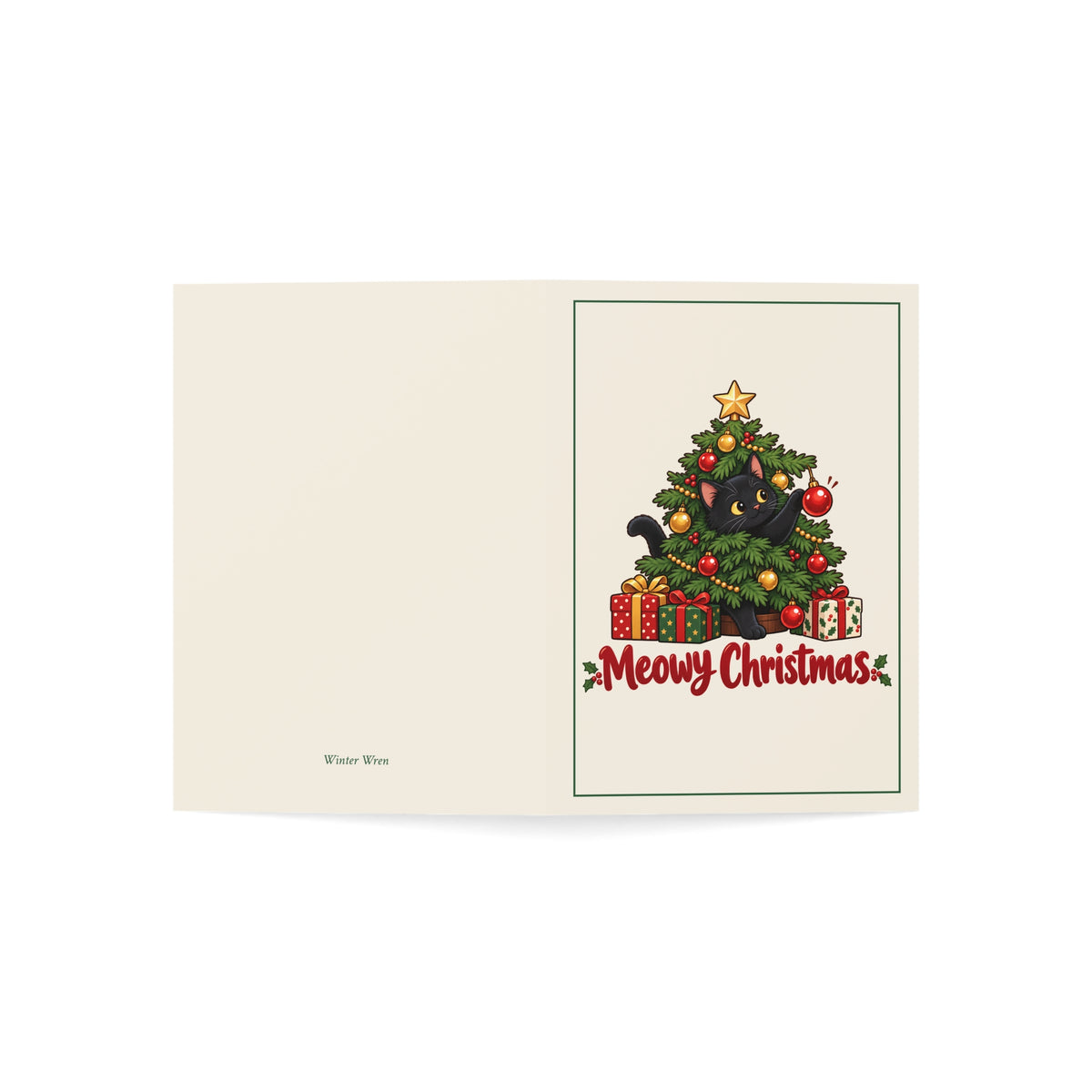 Meowy Christmas Folded Cards, Pack of 10