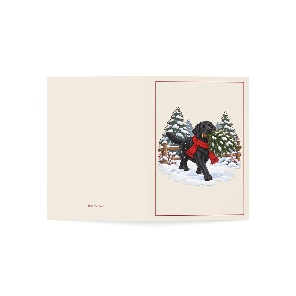 Black Lab Christmas Folded Cards, Pack of 10