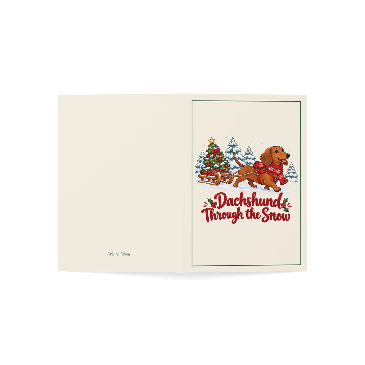 Dachshund Through the Snow Christmas Folded Cards, Pack of 10
