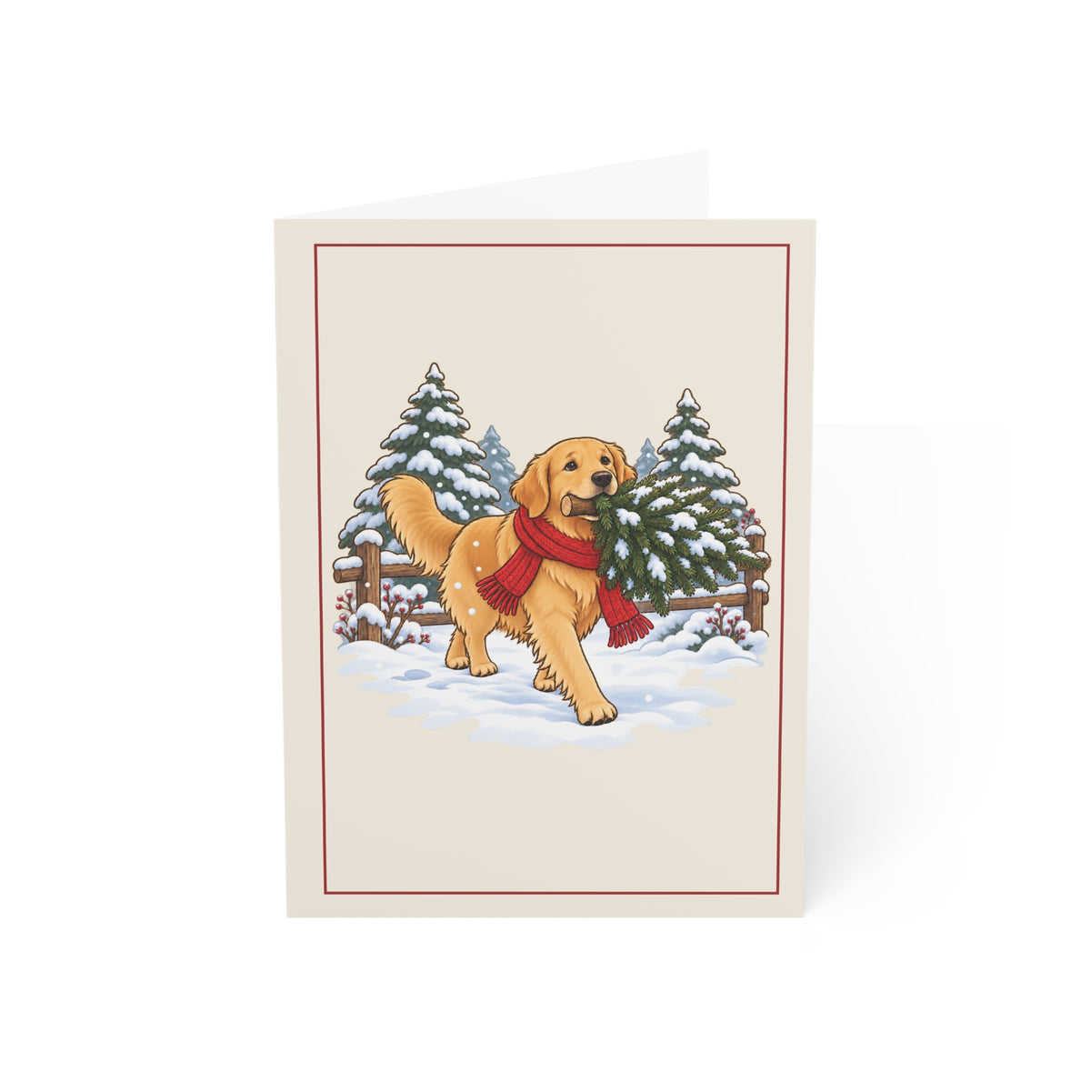 Golden Retriever Christmas Folded Cards, Pack of 10