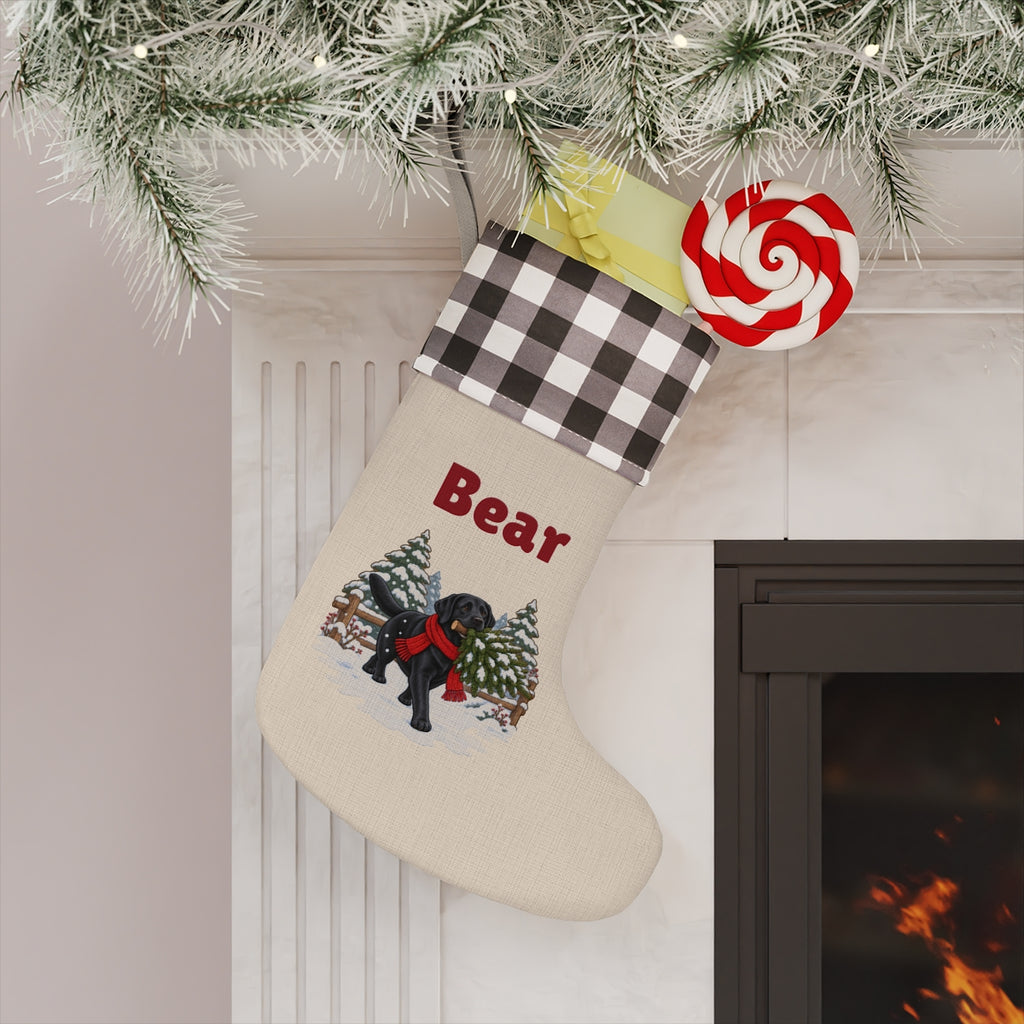 The white-cuff stocking hanging on a mantel