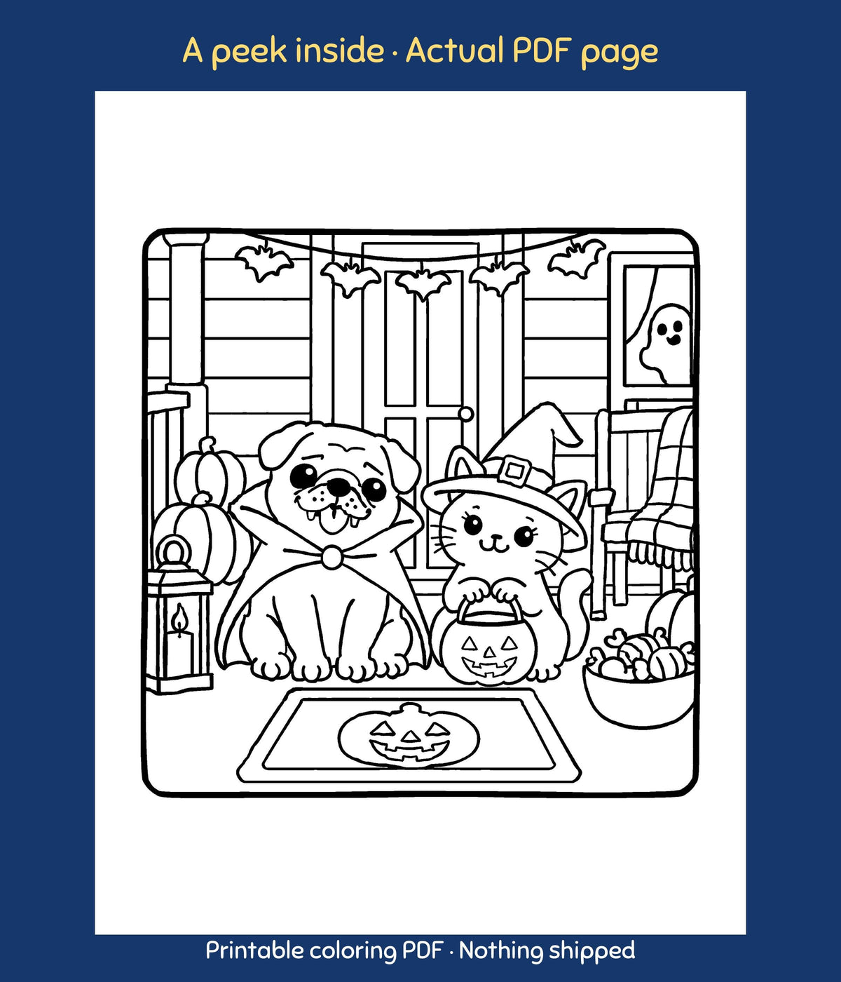 Bat Wings & Whiskers: Spooky Cats and Dogs Coloring Book, photo 5