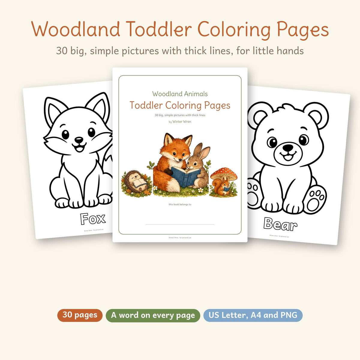 Woodland Animals Toddler Coloring Pages, photo 1