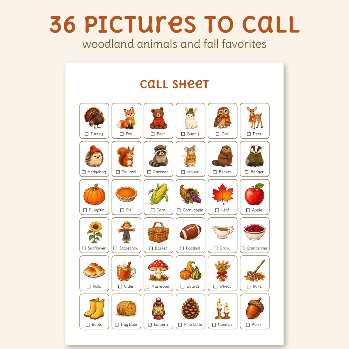 Thanksgiving Bingo: Cozy Woodland Animals, photo 4