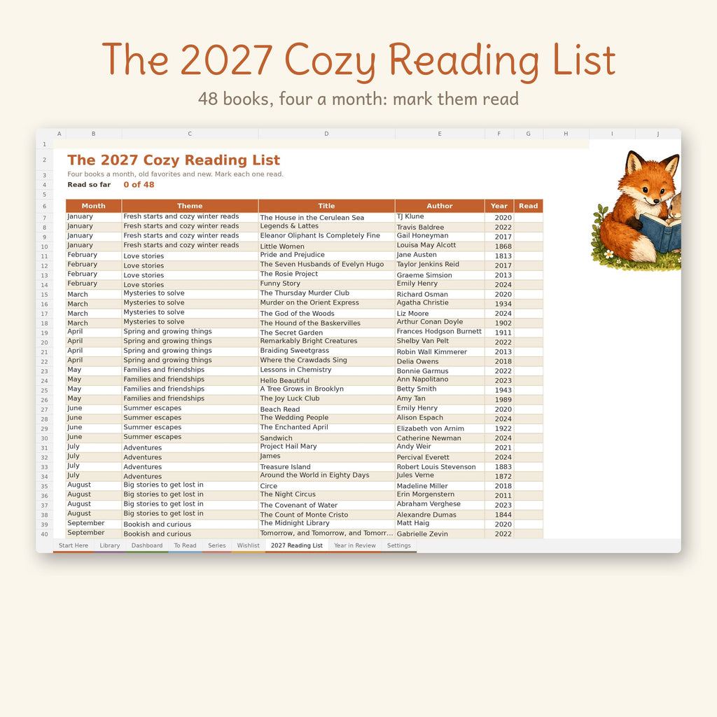 Cozy Woodland Reading Tracker Spreadsheet, photo 3