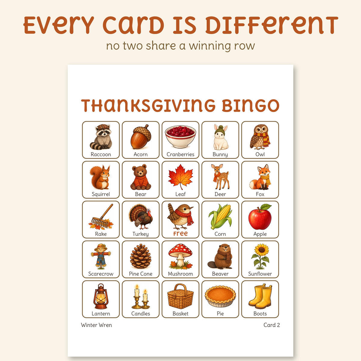 Thanksgiving Bingo: Cozy Woodland Animals, photo 3