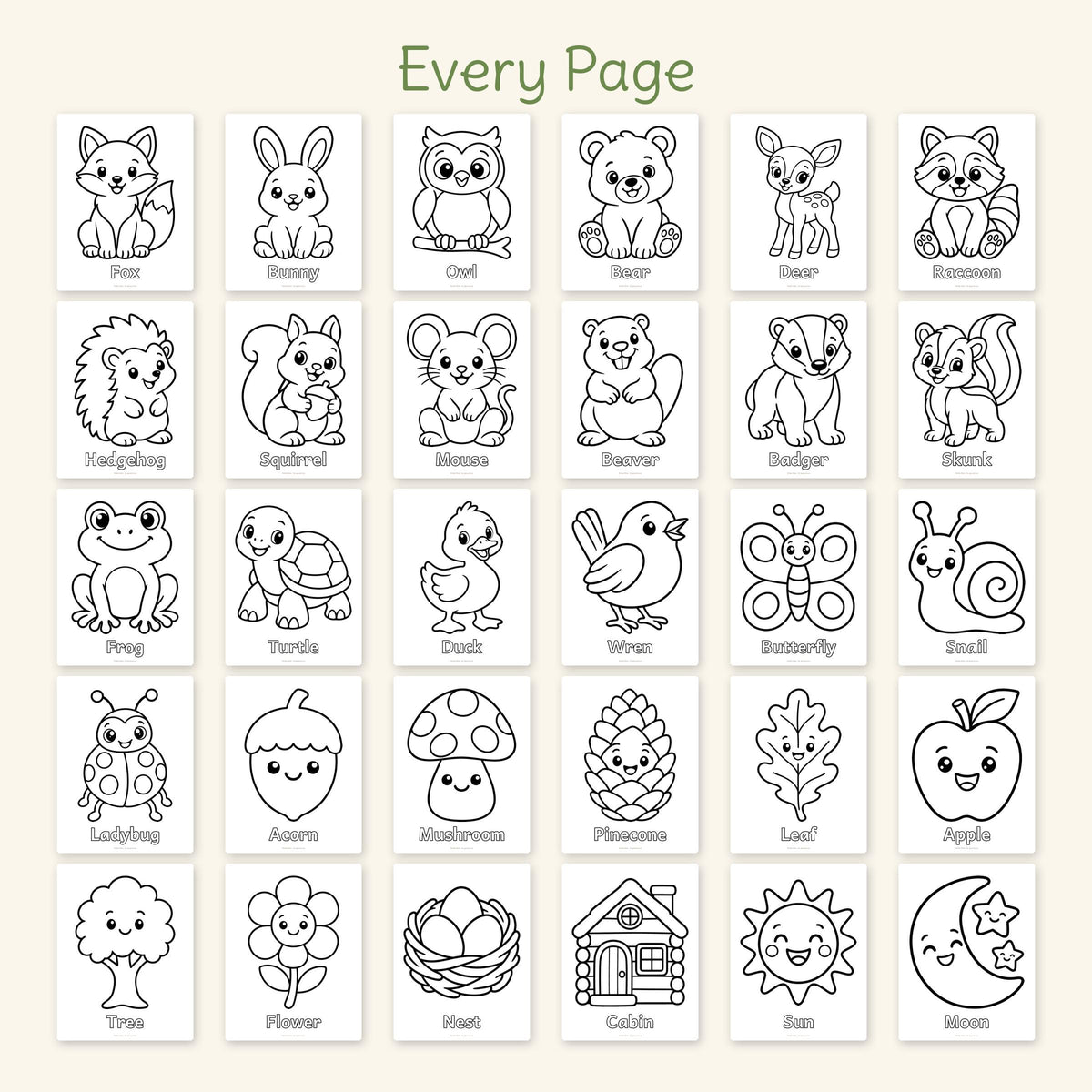 Woodland Animals Toddler Coloring Pages, photo 2