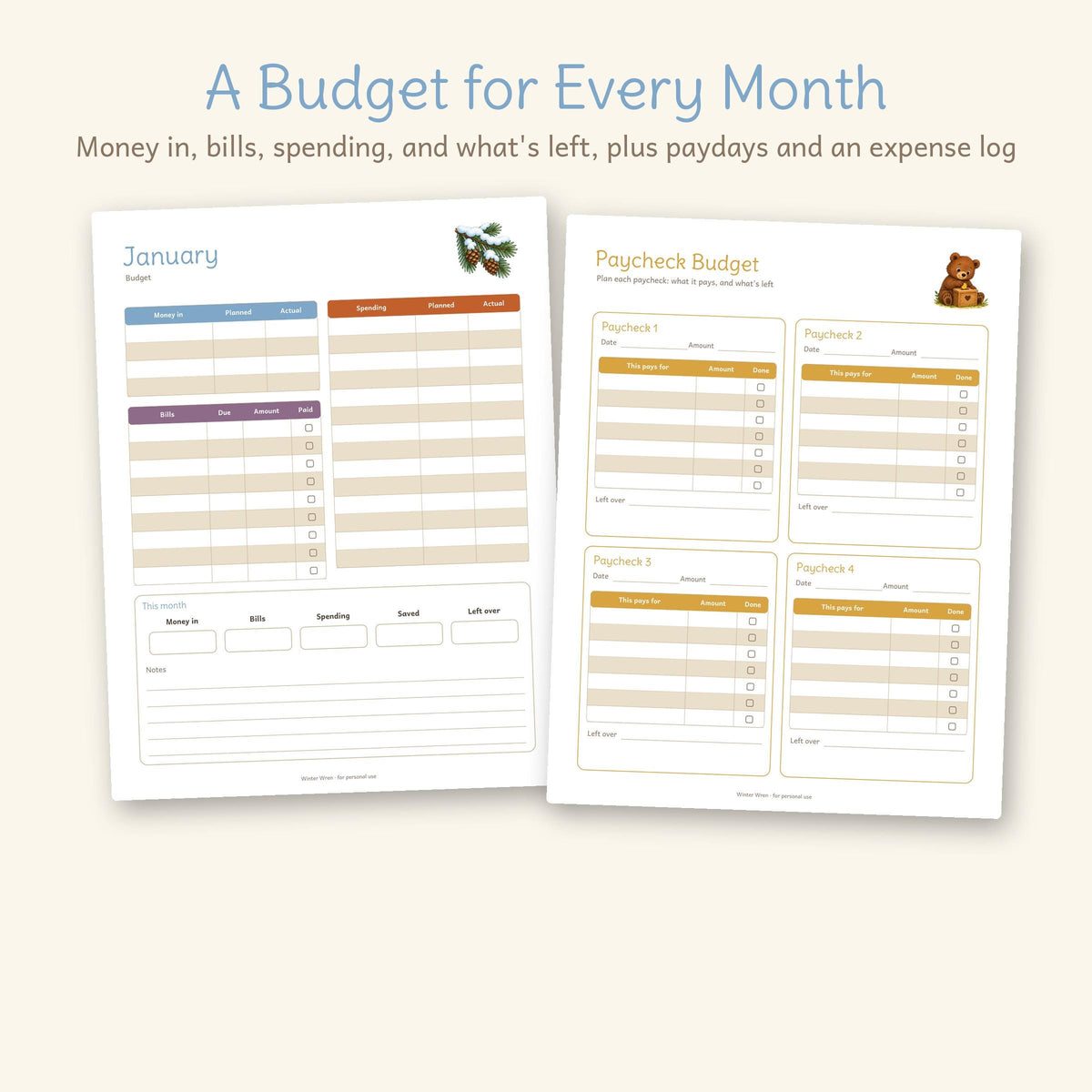 Cozy Woodland Budget Planner, photo 3