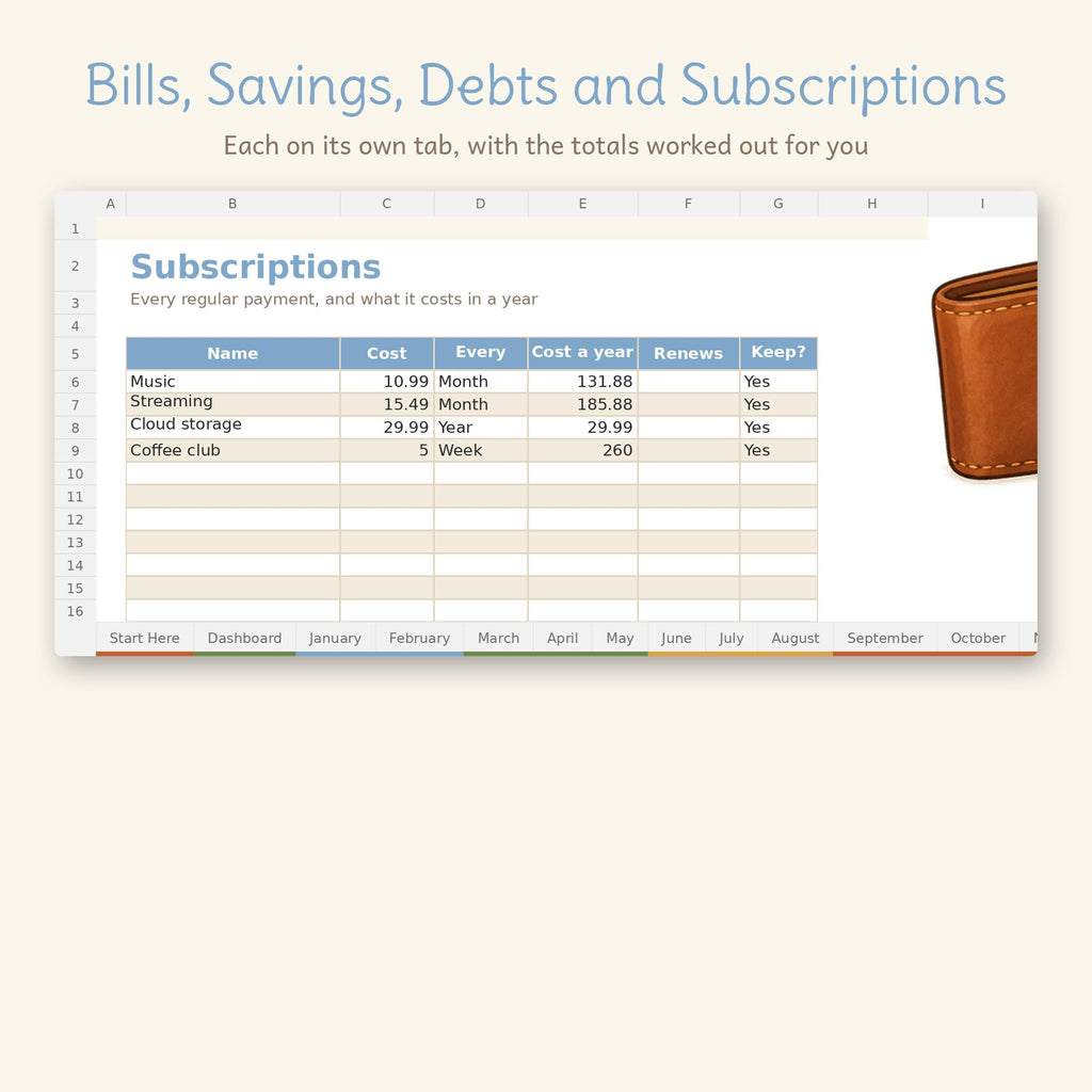 Cozy Woodland Budget Spreadsheet, photo 3