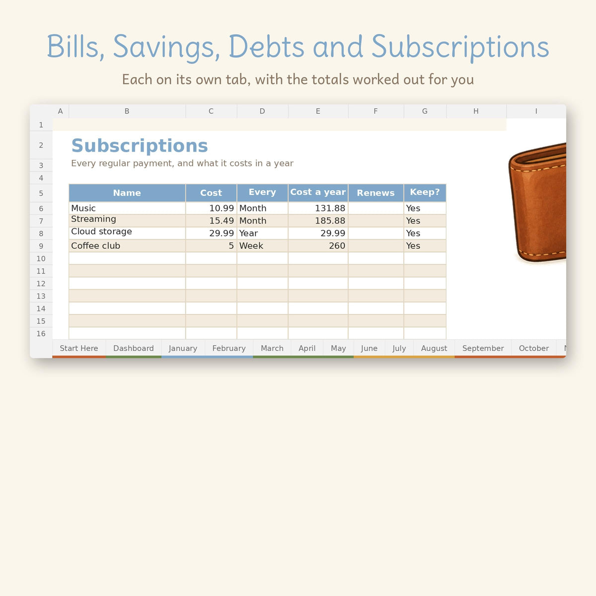 Cozy Woodland Budget Spreadsheet, photo 3