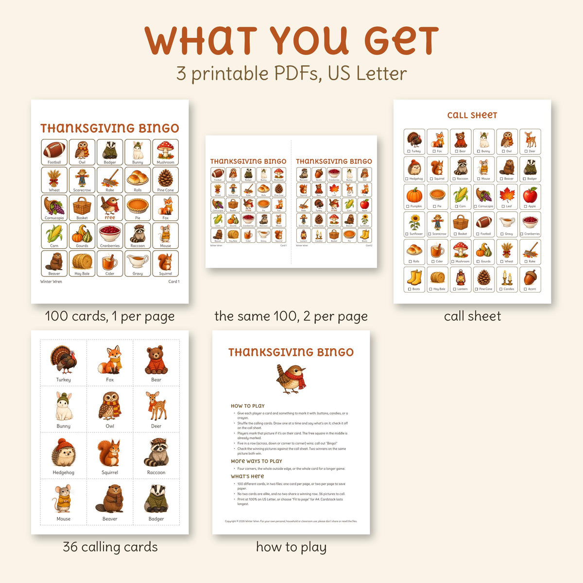 Thanksgiving Bingo: Cozy Woodland Animals, photo 2