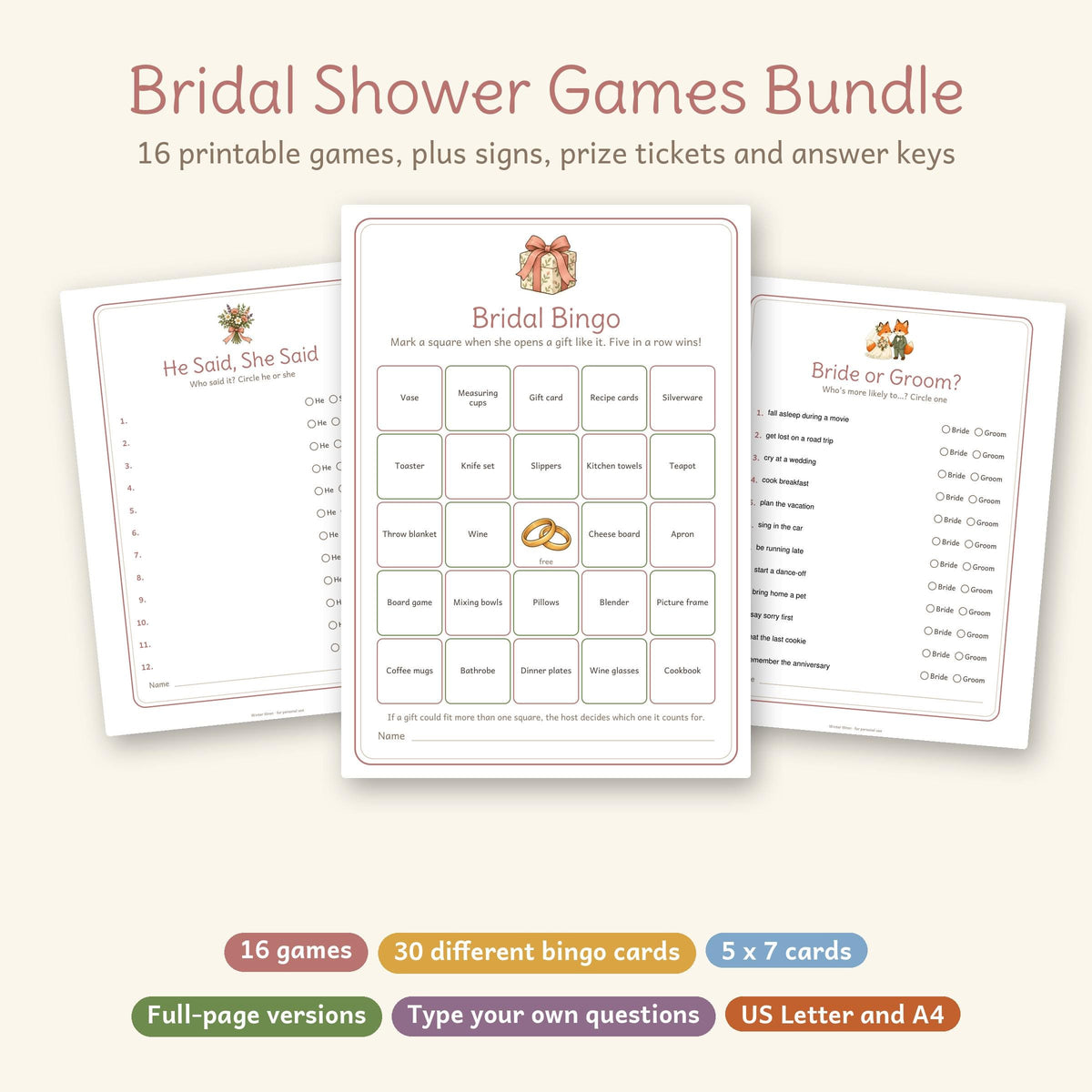 Bridal Shower Games Bundle, photo 1