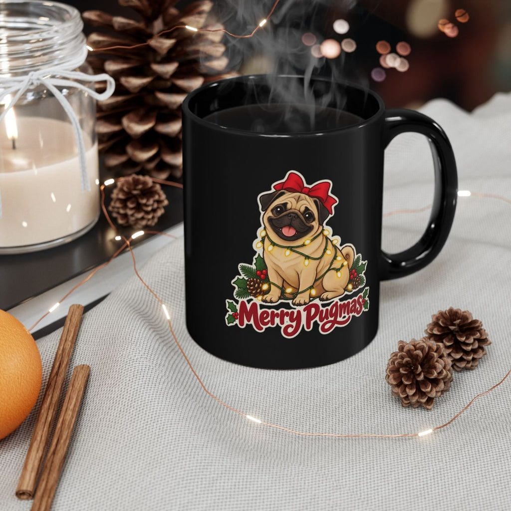 Merry Pugmas Black Mug, video