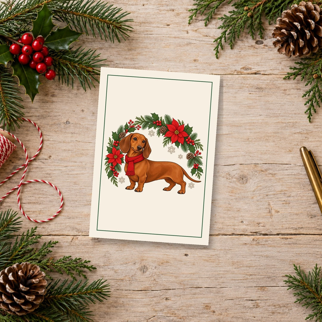Dachshund Wreath Christmas Cards, video