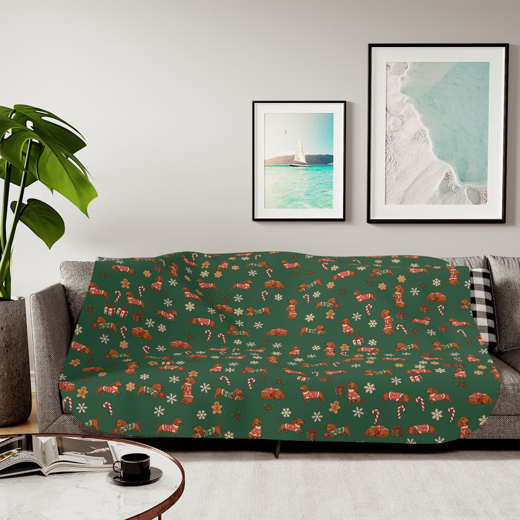 Dachshund Christmas Sherpa Blanket, video