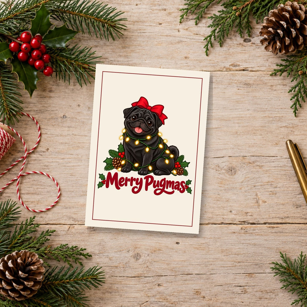 Merry Pugmas Black Pug Christmas Cards, video