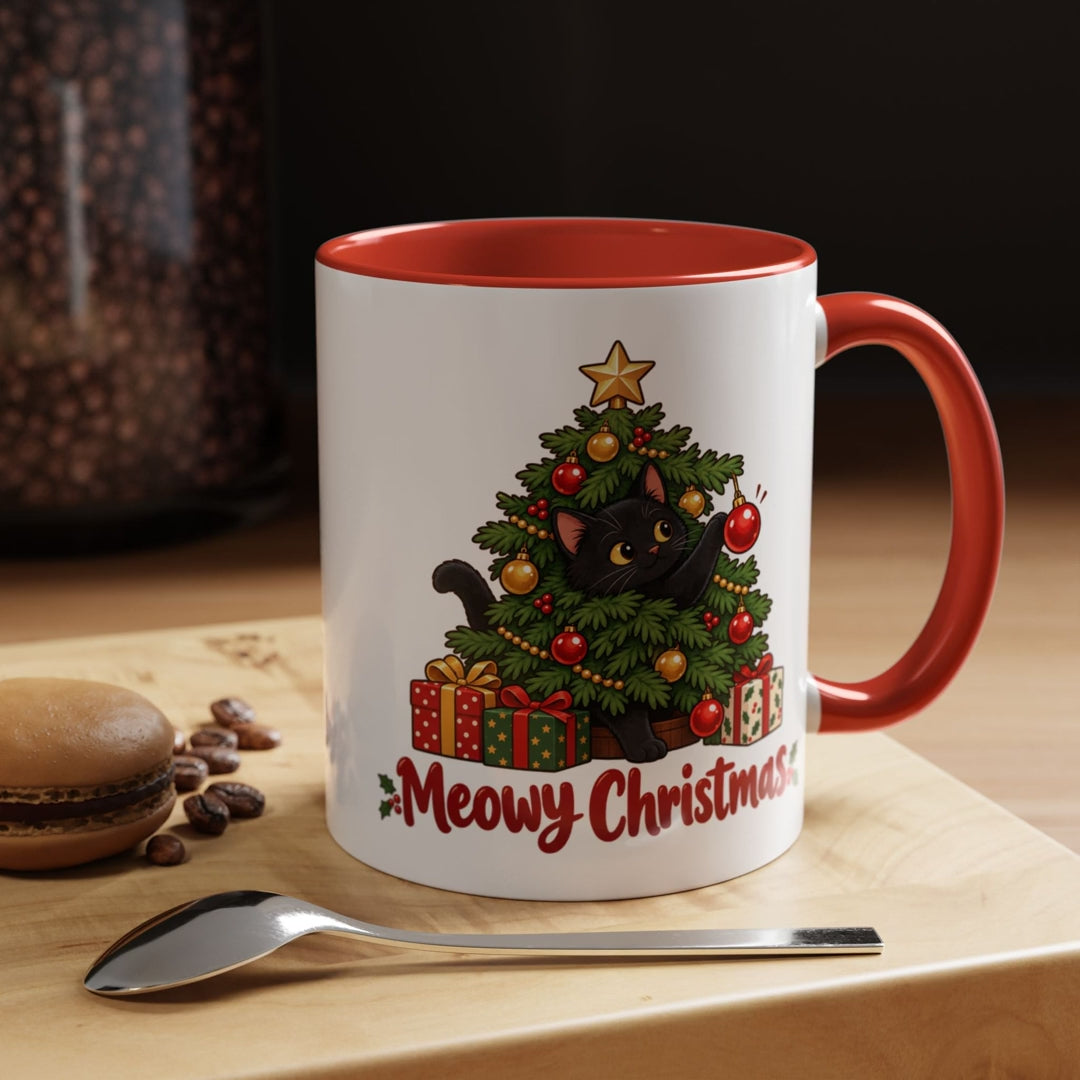 Meowy Christmas Black Cat Accent Mug, video