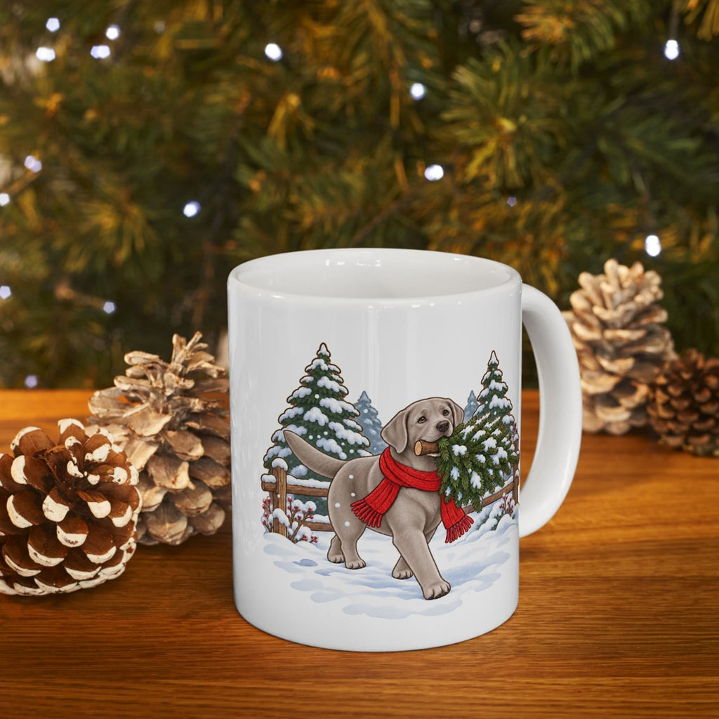 Silver Lab Christmas Mug, video