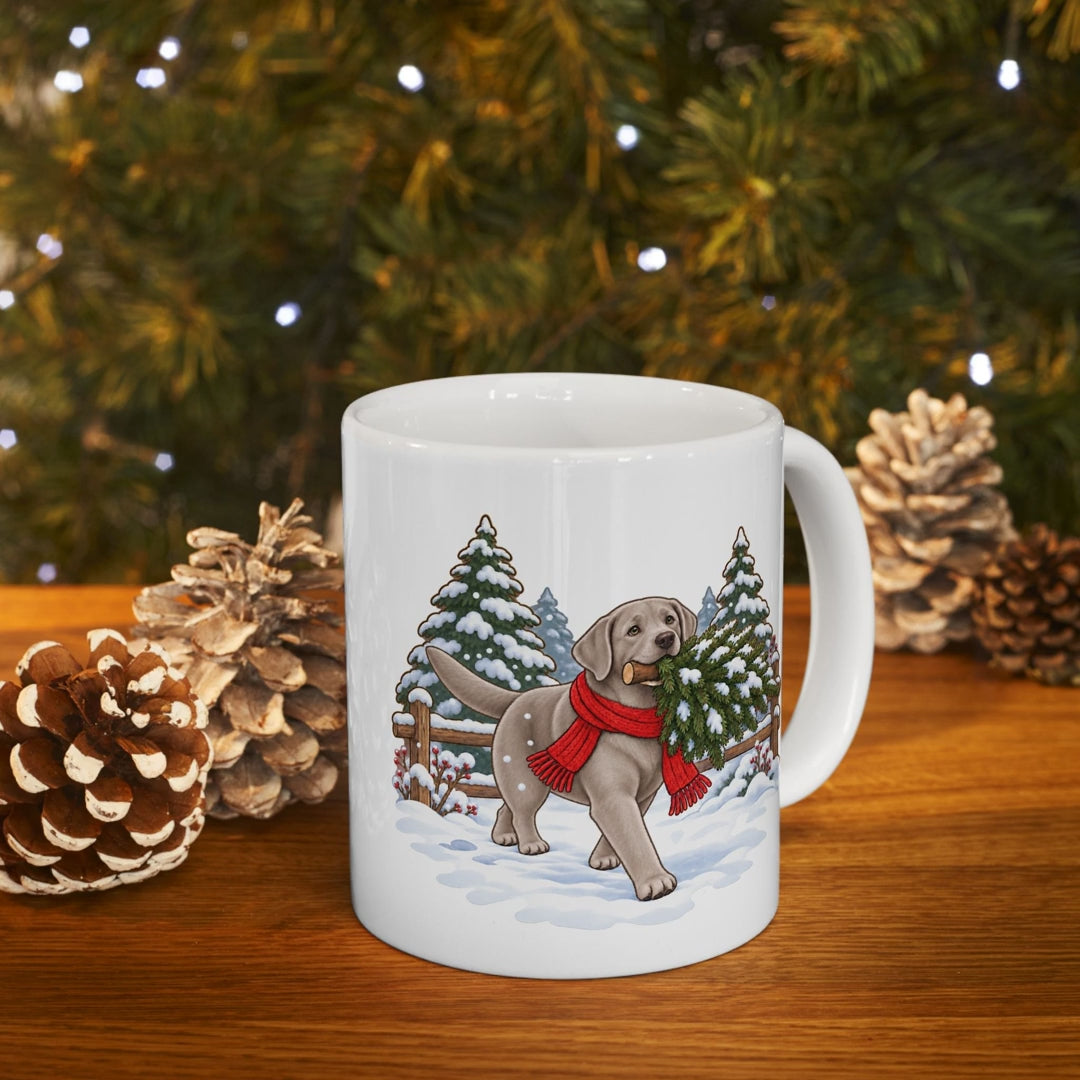 Silver Lab Christmas Mug, video