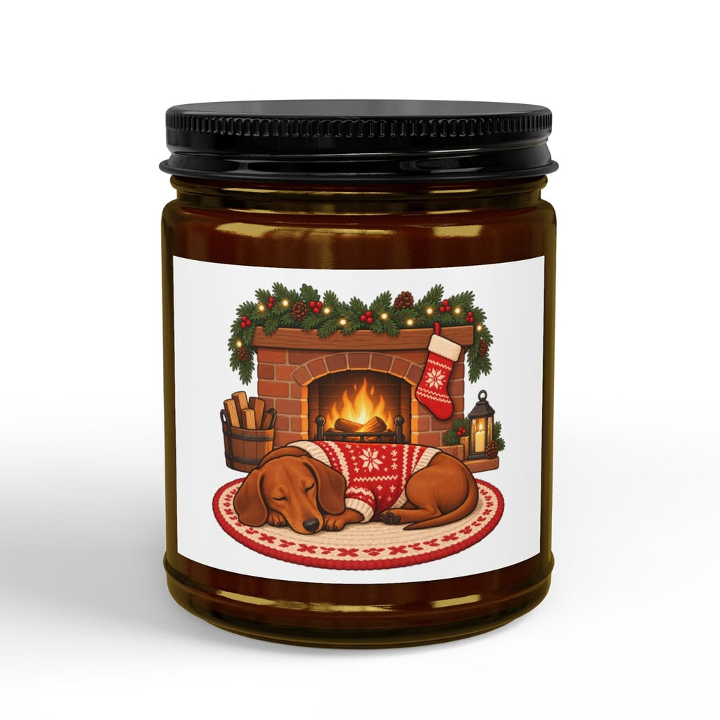 Dachshund by the Fireplace Christmas Candle, video