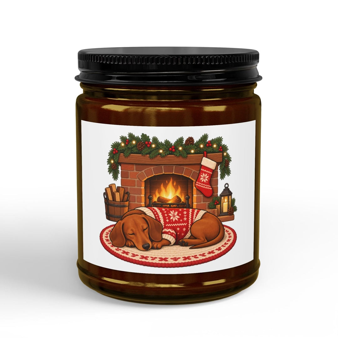 Dachshund by the Fireplace Christmas Candle, video