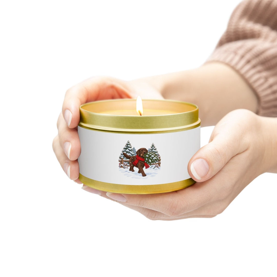 Chocolate Lab Christmas Tin Candle, video