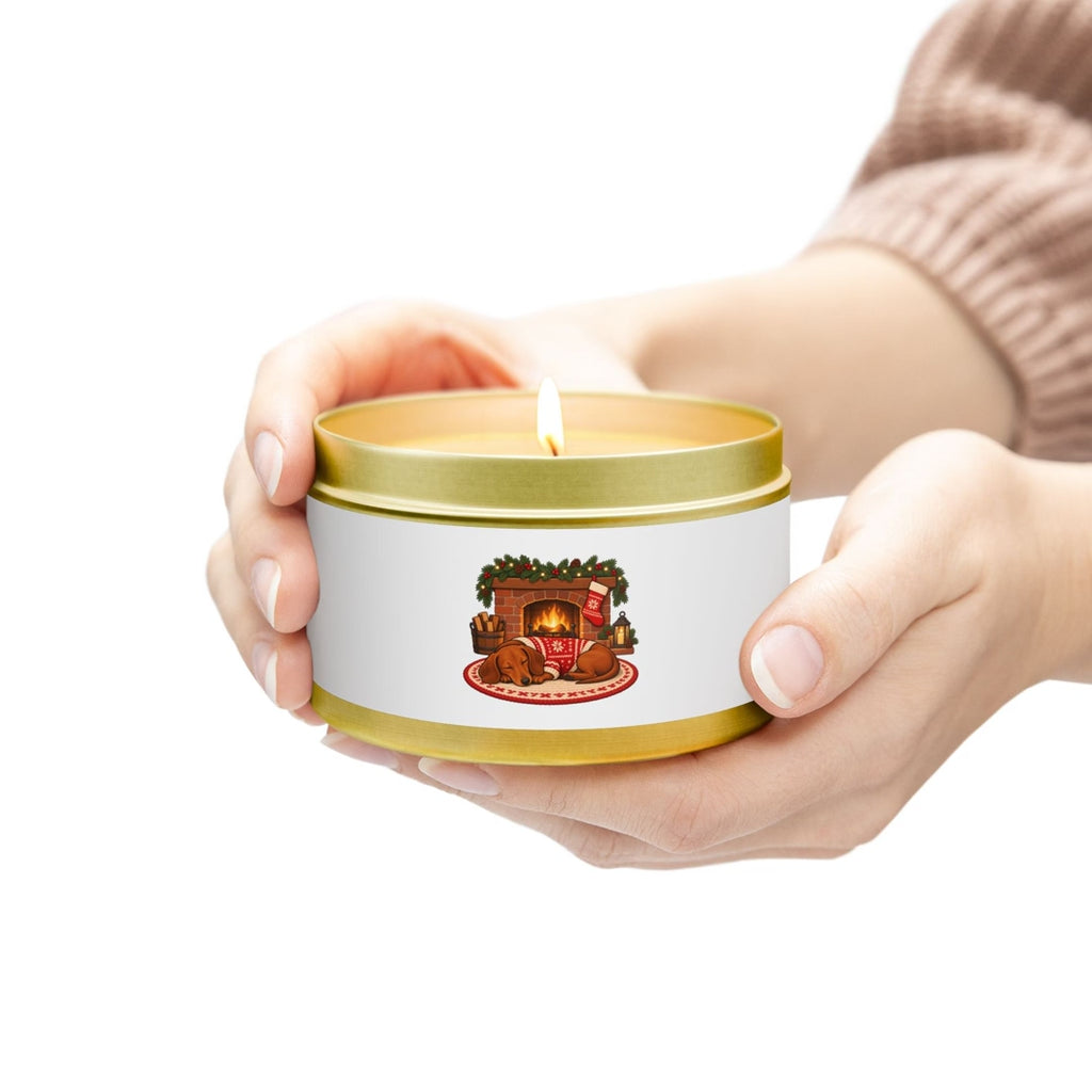 Dachshund by the Fireplace Tin Candle, video