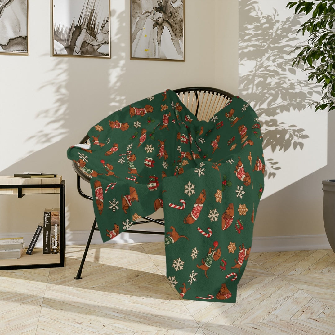 Dachshund Christmas Fleece Blanket, video