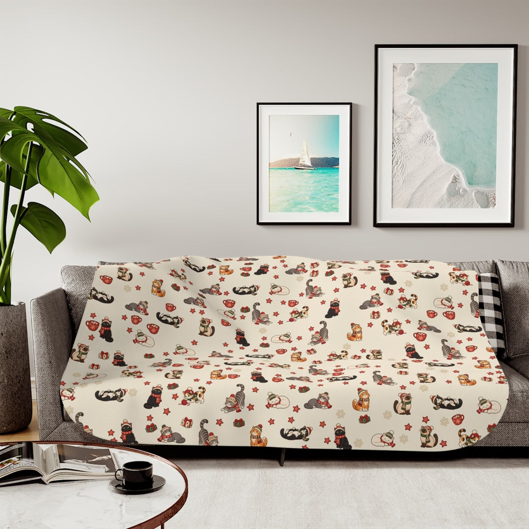 Christmas Cats in Hats Sherpa Blanket, video