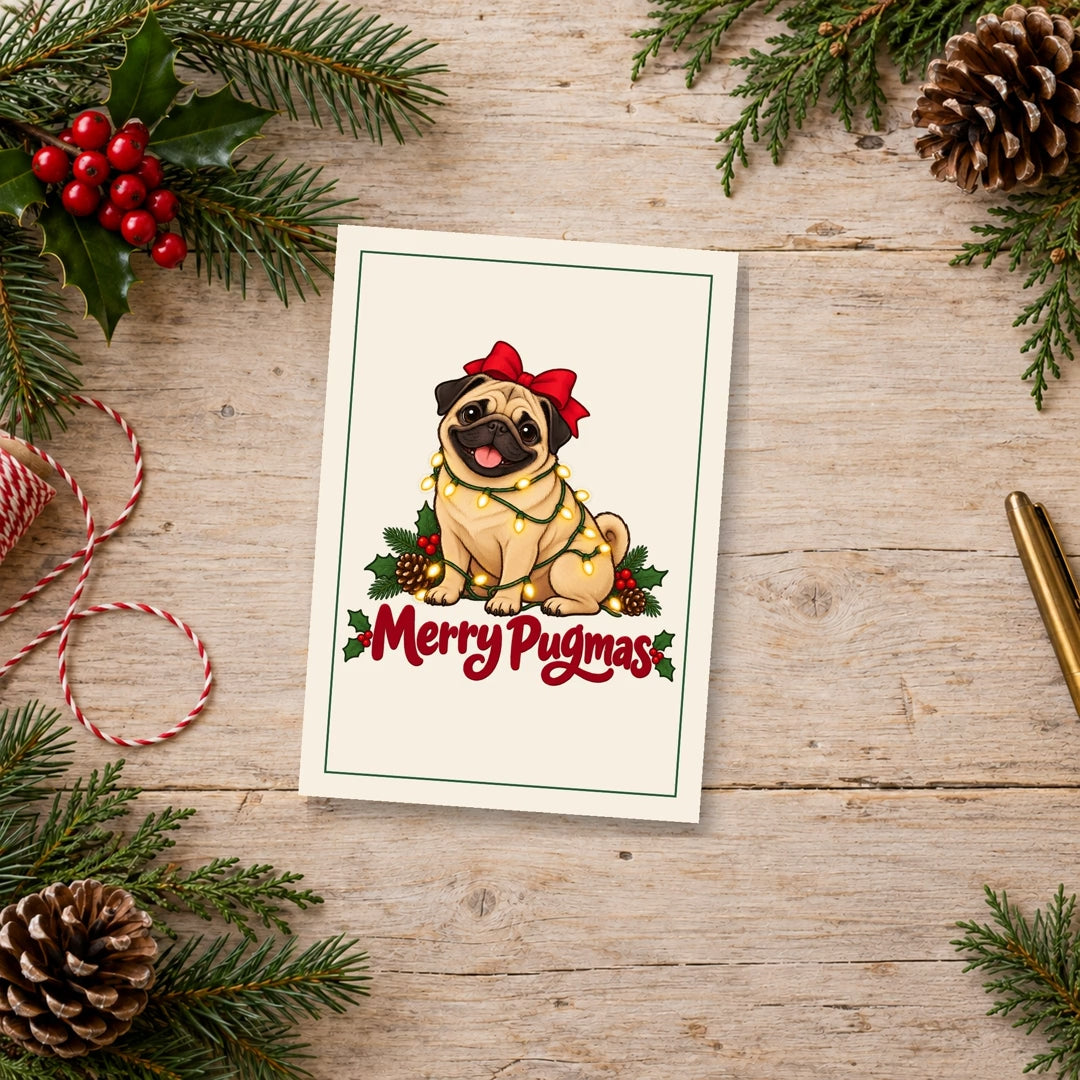 Merry Pugmas Fawn Pug Christmas Cards, video